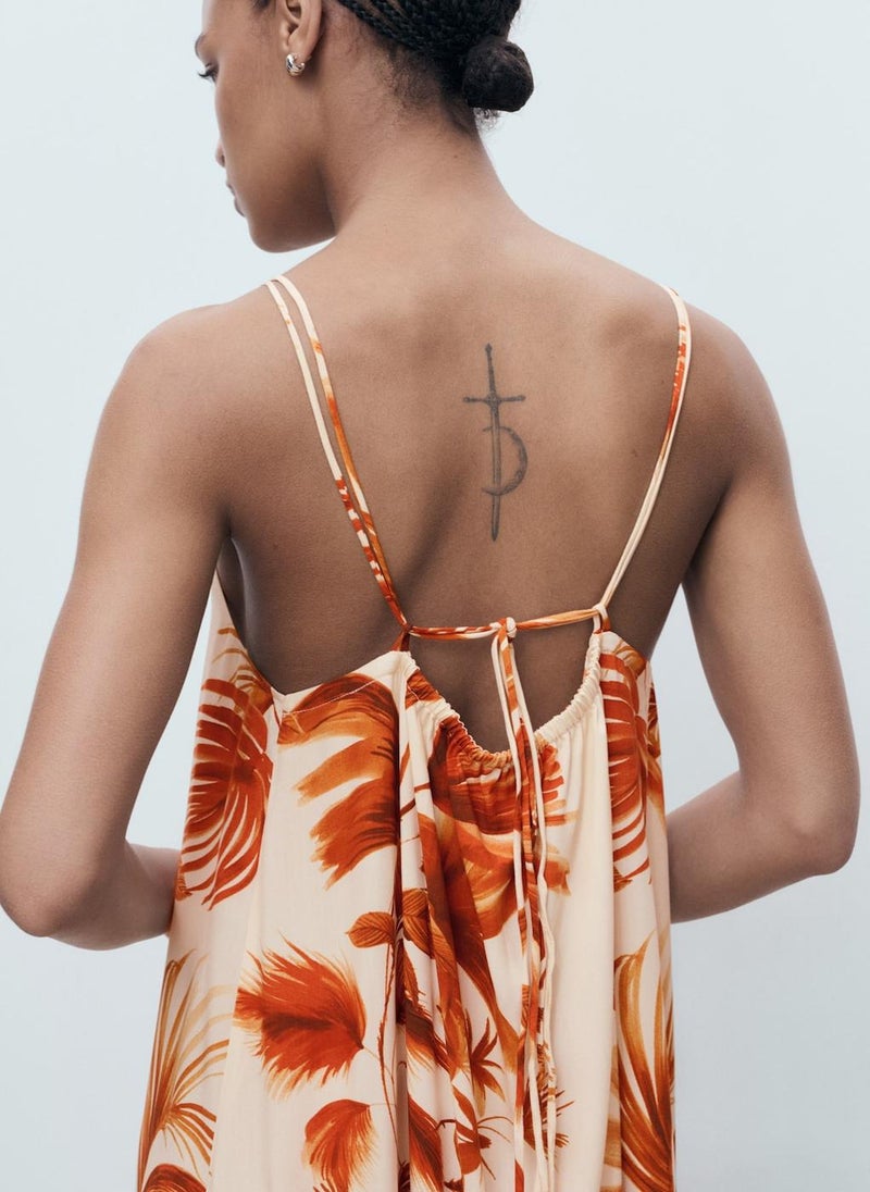 MANGO Palm-Tree Print Halter Dress  - Image 4