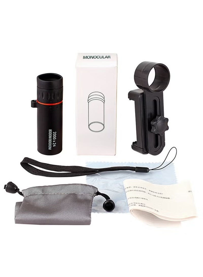 أخبار تلسكوب أحادي العين 2000 × 24، مناسب للبالغين والأطفال، تلسكوب محمول، هدية 8000 متر/80000 متر (مع محول للهاتف المحمول) - Image 2