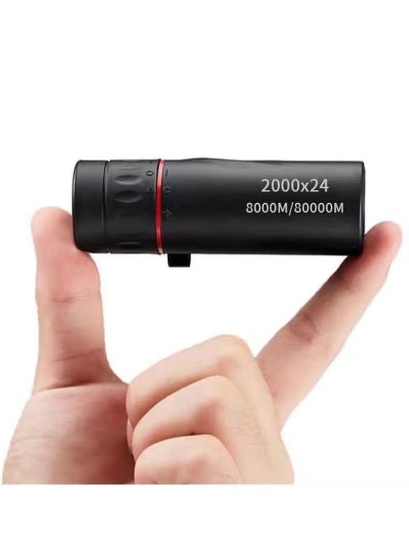 أخبار تلسكوب أحادي العين 2000 × 24، مناسب للبالغين والأطفال، تلسكوب محمول، هدية 8000 متر/80000 متر (مع محول للهاتف المحمول) - Image 1