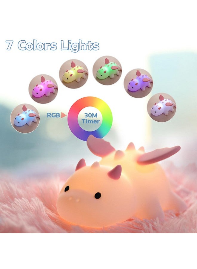 AVEKI Milk Dragon Night Light for Kids, Cute Dinosaur Lamp Gifts for Boys and Girls, Dimmable Silicone Animal Magnetic Bedside Lamp, Rechargeable Squishy Night Light for Toddler Baby Nursery Decor - Image 4