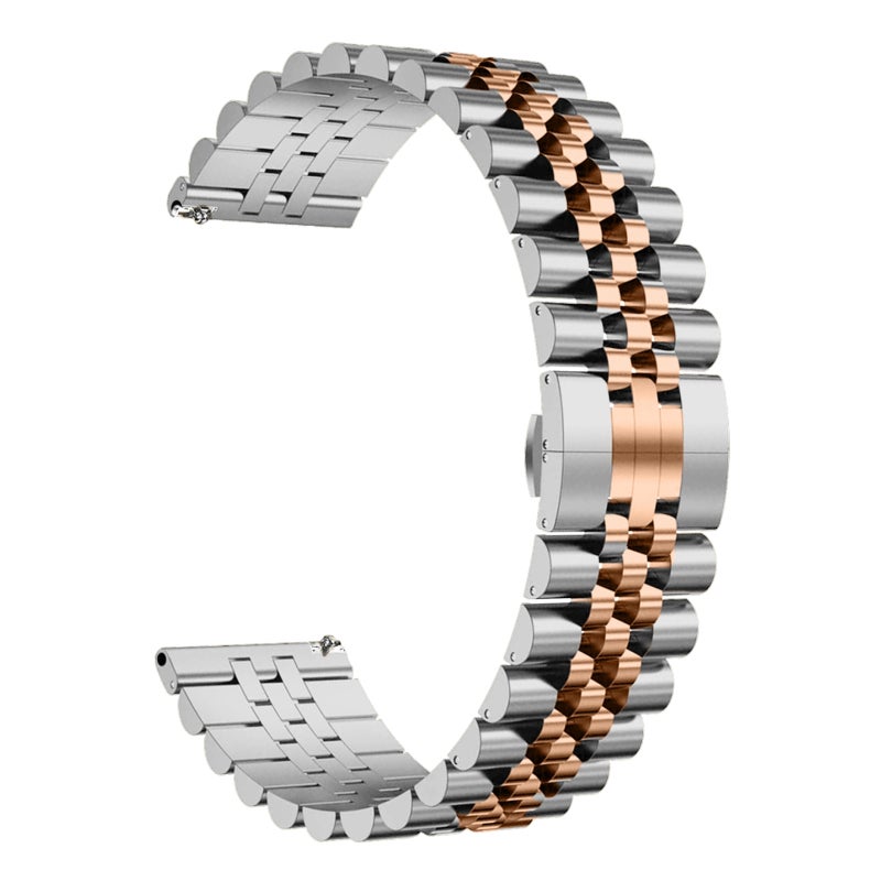 erorex For Huawei Watch Gt2 Pro / Gt 2E Five Bull Half Round Stainless Steel Watch Band + Strap Removal Tool(Silver+Rose Gold) - Image 3