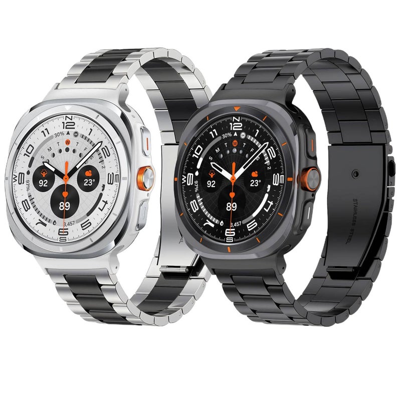 سوار ساعة ذكية سوار معدني من الستانلس ستيل متوافق مع Samsung Galaxy Watch 7 بملاءمة قابلة للتعديل وحزام بديل للاستخدام اليومي باللون ذهبي وردي قابل للتعديل للتخزين العملي للمدرسة - Image 2