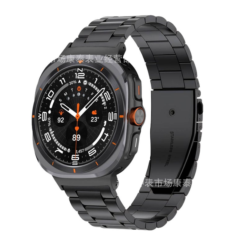 سوار ساعة ذكية سوار معدني من الستانلس ستيل متوافق مع Samsung Galaxy Watch 7 بملاءمة قابلة للتعديل وحزام بديل للاستخدام اليومي باللون ذهبي وردي قابل للتعديل للتخزين العملي للمدرسة - Image 1