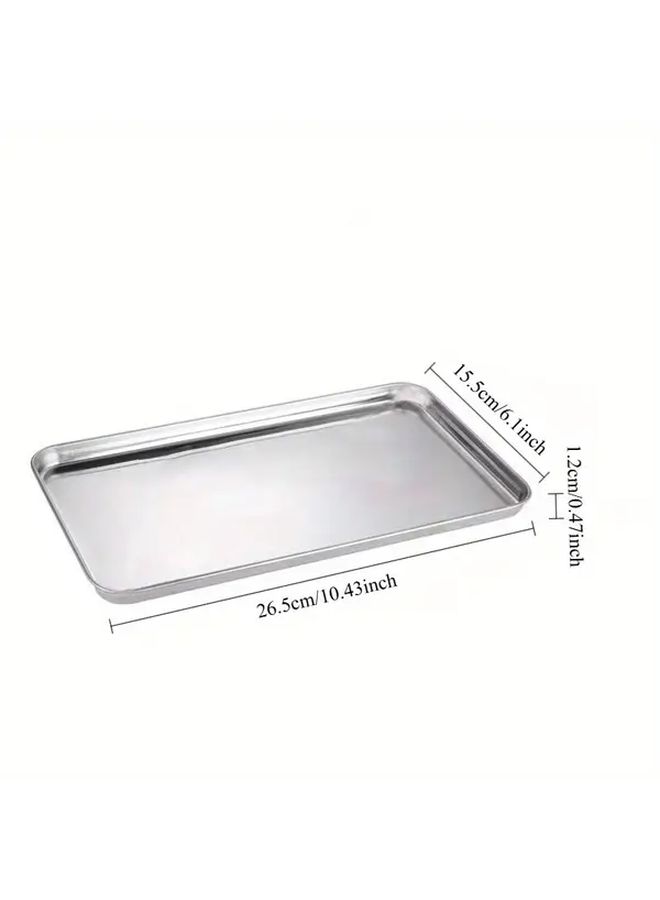 Heavy Duty Stainless Steel Tray 10.43x6.1x0.47inch Multipurpose Oven Serving Plate - Image 2