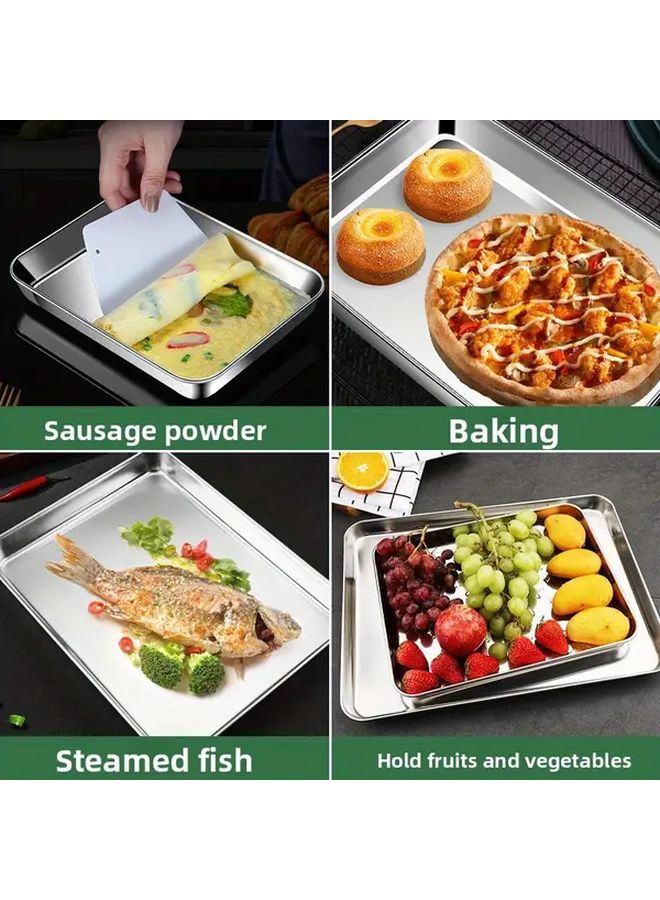 Heavy Duty Stainless Steel Tray 10.43x6.1x0.47inch Multipurpose Oven Serving Plate - Image 1