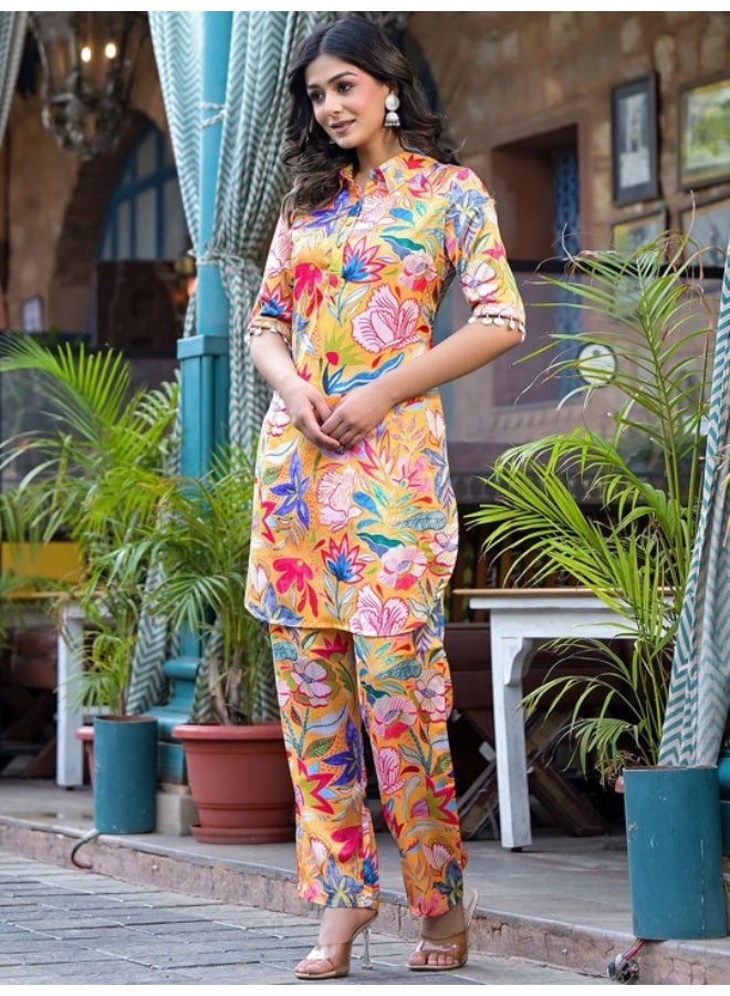 أيه كيه إس طقم كورتا باكستاني من الكريب الطبيعي متعدد الألوان - Image 4