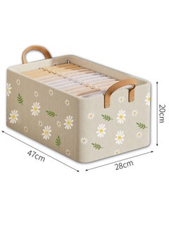 XiuWoo 3 Packs Storage Box Clothes Organisers,Foldable Storage Box with Handle for Organizing Toys, Clothes, Office, 47*28*20cm, Beige  - Image 5