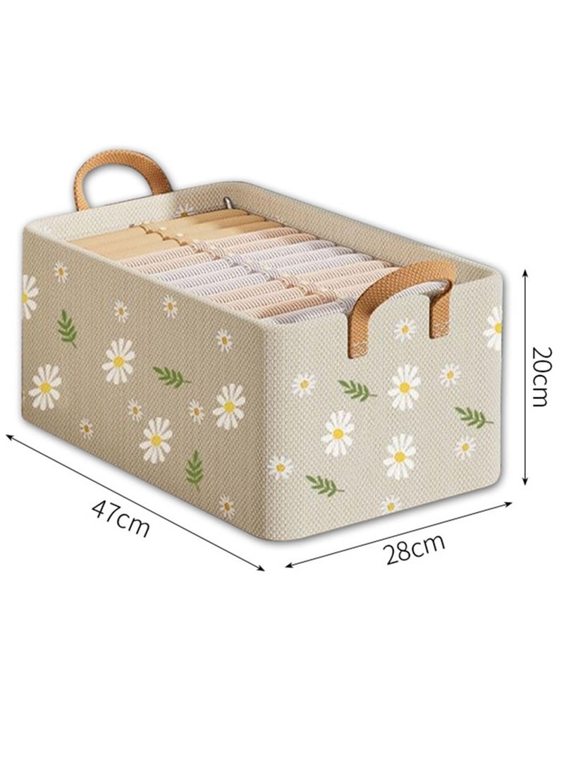 شو وو 3 عبوات من صناديق تخزين الملابس، صندوق تخزين قابل للطي مع مقبض لتنظيم الألعاب والملابس والمكتب، 47*28*200 سم، بيج - Image 5