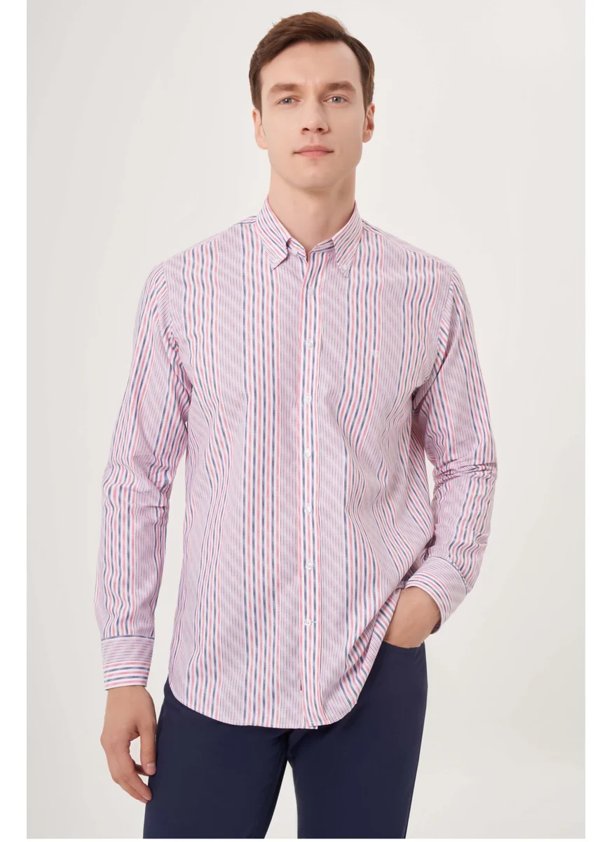 Bisse Men's Regular Fit Striped Sports Shirt RED GM23Y231030_D24