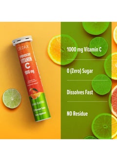 ORZAX Vitamin C 1000Mg Immune Support Ascorbic Asid Antioxidant Booster Sugarfree Nongmo Vit C Helps Skin And Joint Healths Delicious Orange Flavored 20 Vegetable Effervescent Tablets  - Image 4