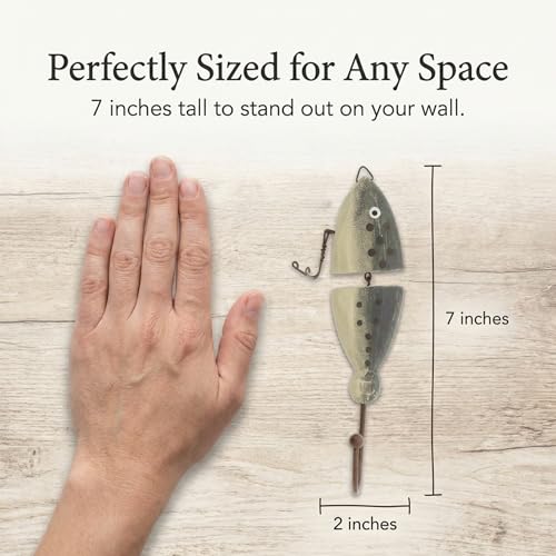 Distinctive Designs Wooden Fish Lure Wall Hooks, Set of 4, Green, Brown, 7H x 2W - Image 3