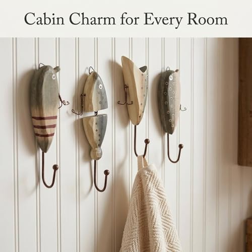 Distinctive Designs Wooden Fish Lure Wall Hooks, Set of 4, Green, Brown, 7H x 2W - Image 2