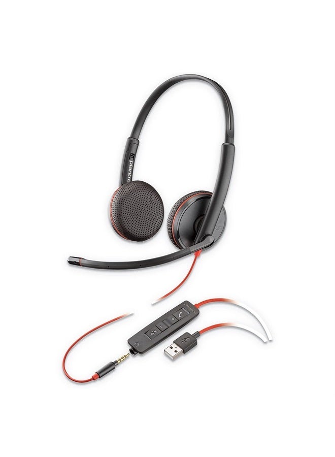 Poly سماعة Plantronics Blackwire 3225 USB-A، سماعة رأس أحادية على الأذن، سلكية