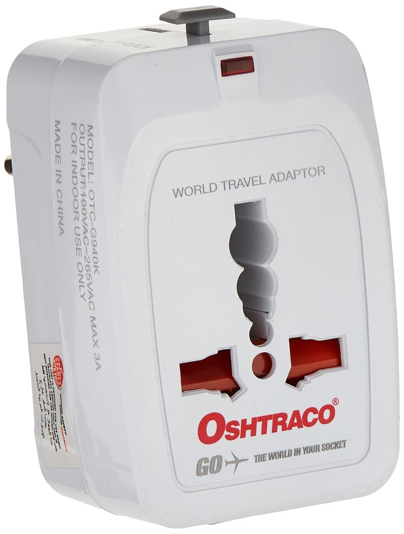 OSHTRACO INTERNATIONAL TRAVEL ADPTOR  All In One Travel Plug Adapter For EUUSUKAUGCC AND OVER 100 COUNTRIES IN THE WORLD