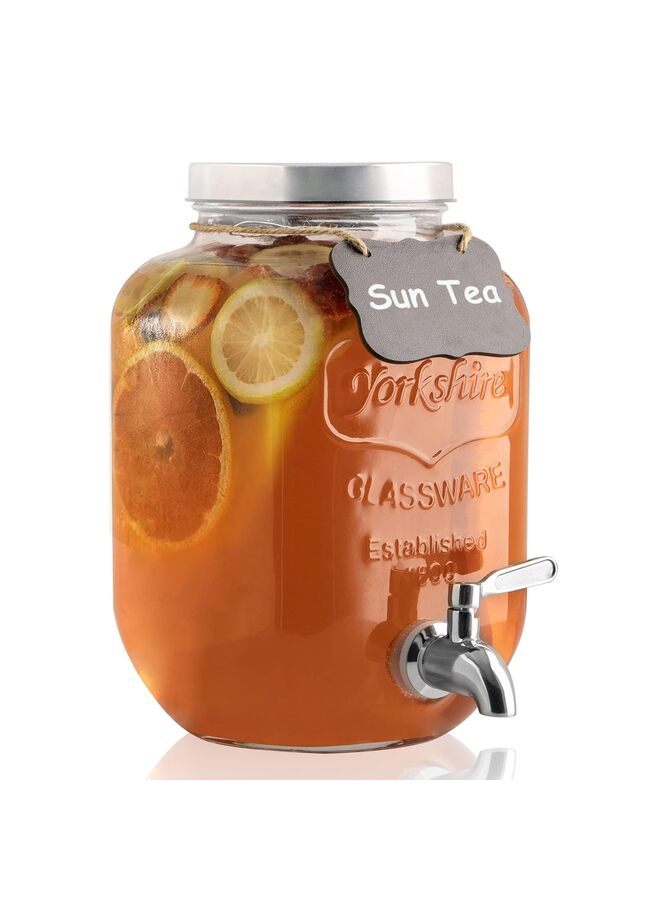 موزع مشروبات سعة جالون واحد، موزع مشروبات زجاجي، موزع مياه، حامل ليمونادة، وعاء مشروبات، وعاء عصير - موزعات مشروبات للحفلات - Image 1