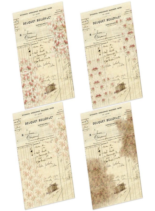 CrafTangles Decoupage Paper Pack - Floral Postcards (A4) - 4 sheets - Image 1