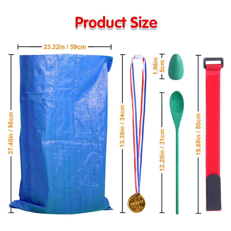 Abnaok 20PCS Outdoor Games Potato Sack Race Bag, 3-Legged Race Bands, with Egg and Spoon Race Lawn Games for Outside Backyard Field Day Birthday Party Games for Kids and Adults. - Image 5