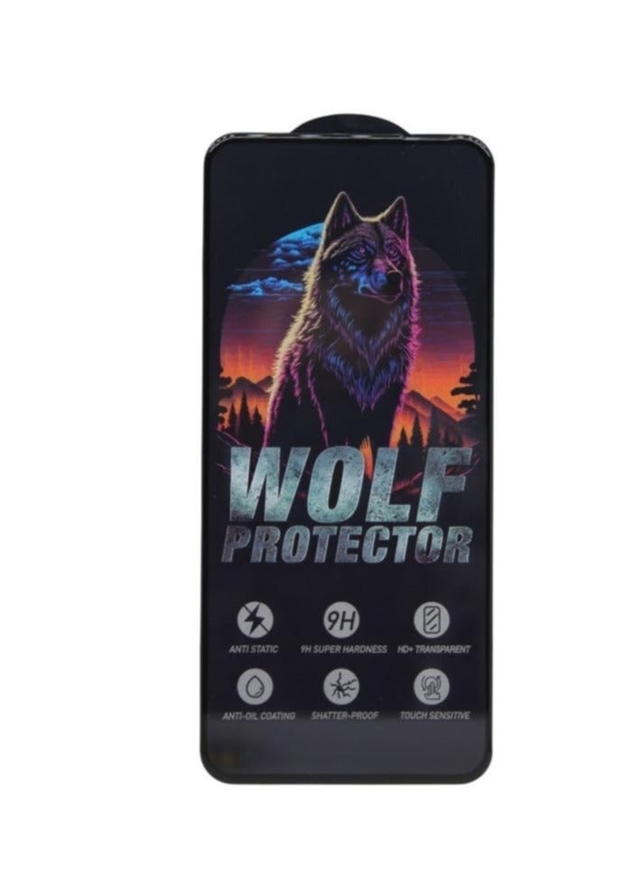 Wolf Protector Design Tempered Glass Screen Protector for Infinix Hot 50i - Clear & Black
