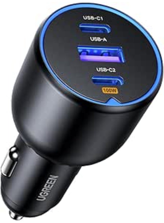 UGREEN ECO UGREEN 130W Macbook Car Charger Fast Charging, 3-Port USB Car Charger Type-C, Super Fast Mobile Phone Adapter, Compatible for Macbook Air/Pro, Samsung S25/S24/S23, iPhone 16/15/14/13 Series, HP Dell - Image 1