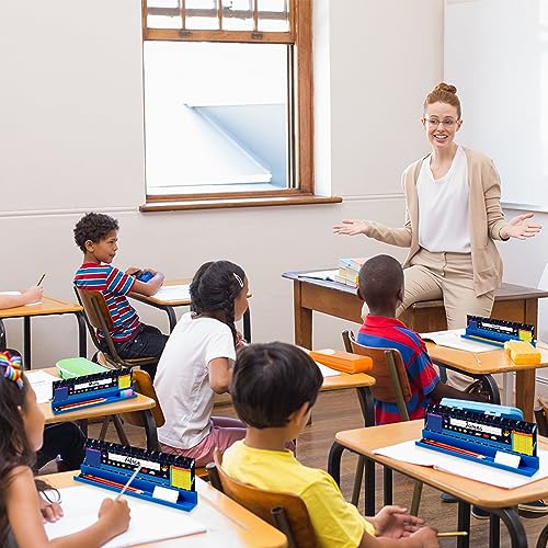 PerKoop 20 Pcs Classroom Desk Name Plates Holder Set Index Cards Storage Classroom Name Tags Kids Desk Accessories Desktop Helper Prop and Park Station Tray Organizer Water - Image 4