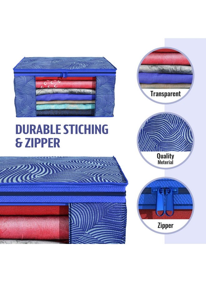 Kuber Industries Kuber Industries Clothes Organizer For Wardrobe (Pack of 6) - Storage Organizer For Saree | Shirts | Salwaar Suit | Lehenga - Dress Organizer For Wardrobe - Saree Covers With Zip (Printed) (Blue)  - Image 4