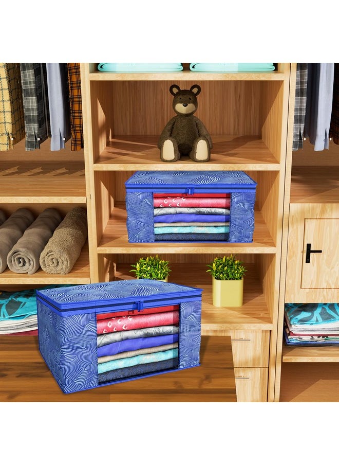 Kuber Industries Kuber Industries Clothes Organizer For Wardrobe (Pack of 6) - Storage Organizer For Saree | Shirts | Salwaar Suit | Lehenga - Dress Organizer For Wardrobe - Saree Covers With Zip (Printed) (Blue)  - Image 2