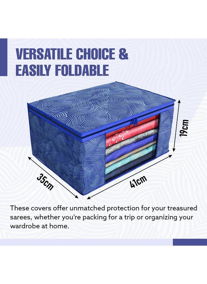 Kuber Industries Kuber Industries Clothes Organizer For Wardrobe (Pack of 6) - Storage Organizer For Saree | Shirts | Salwaar Suit | Lehenga - Dress Organizer For Wardrobe - Saree Covers With Zip (Printed) (Blue)  - Image 3