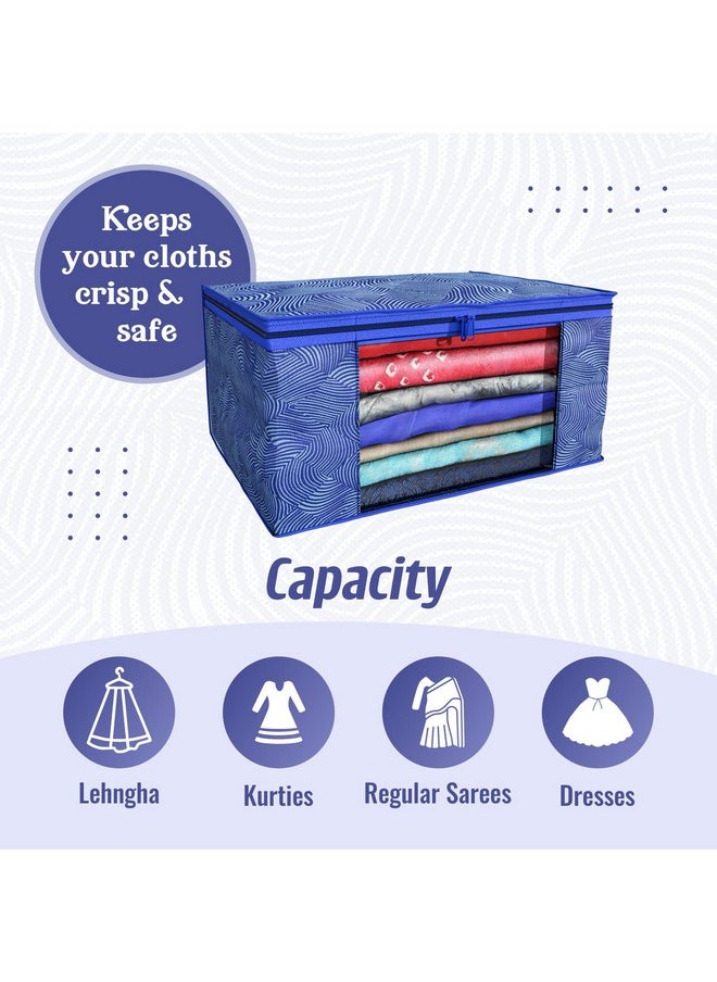 Kuber Industries Kuber Industries Clothes Organizer For Wardrobe (Pack of 6) - Storage Organizer For Saree | Shirts | Salwaar Suit | Lehenga - Dress Organizer For Wardrobe - Saree Covers With Zip (Printed) (Blue)  - Image 5