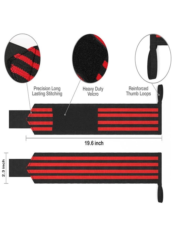 Wearslim Cotton Wrist Wraps 20" Professional Grade with Thumb Loops - Wrist Support Braces for Men & Women - Weight Lifting, Xfit, Powerlifting, Strength Training (1 Pair Red)-(L-20 X B-3) inch - Image 4
