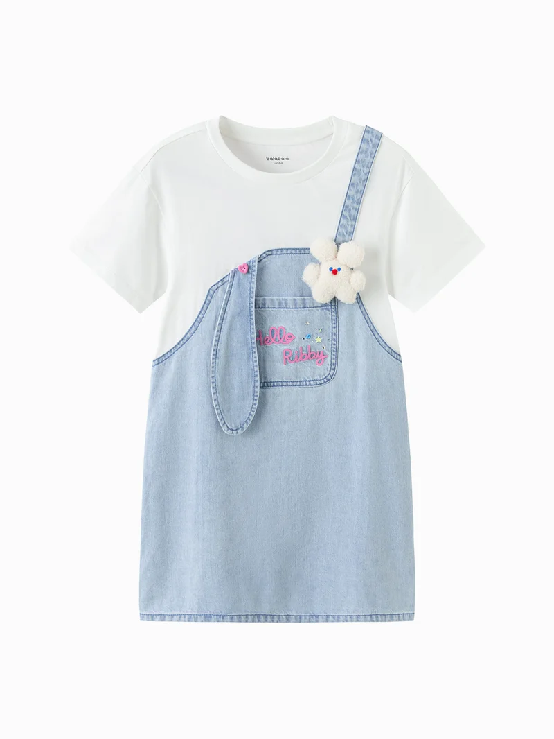 بالابالا Kids Girls Denim one-piece dress