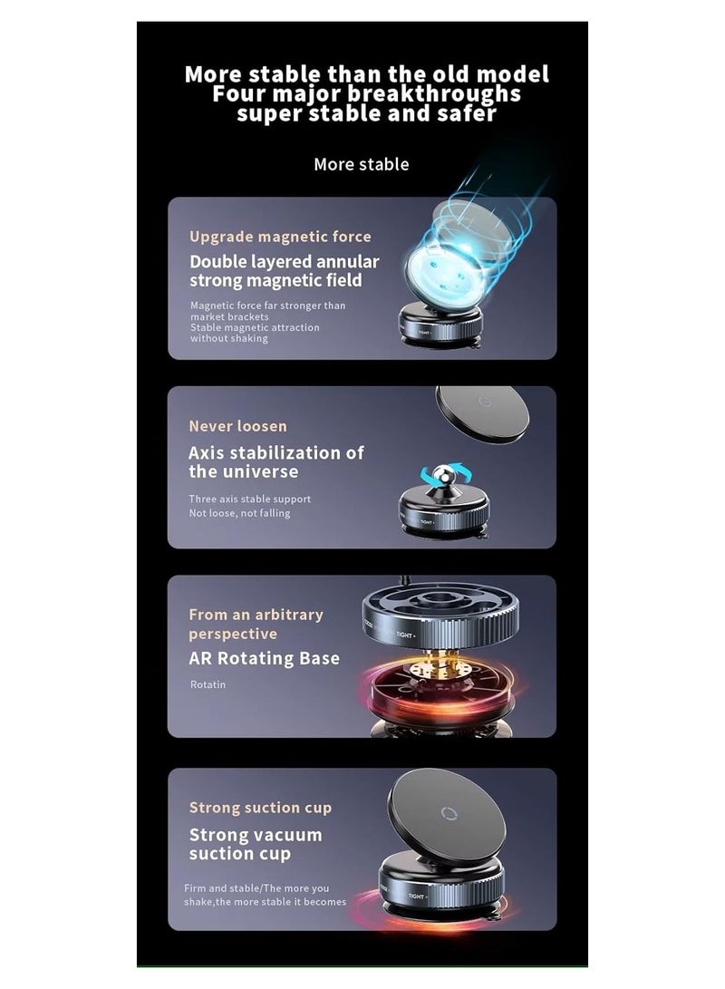 Beauenty Magnetic Phone Holder – 360 Rotating Stand with Strong Suction for Car, Office  Home, No Adhesive Needed, Black - Image 2