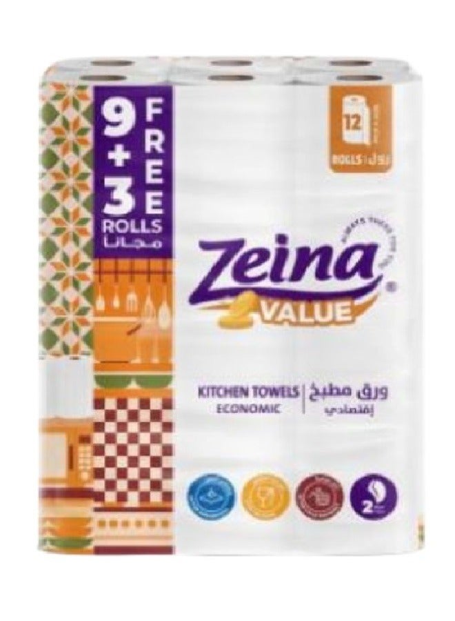 Value Kitchen Rolls 9R +3R FREE