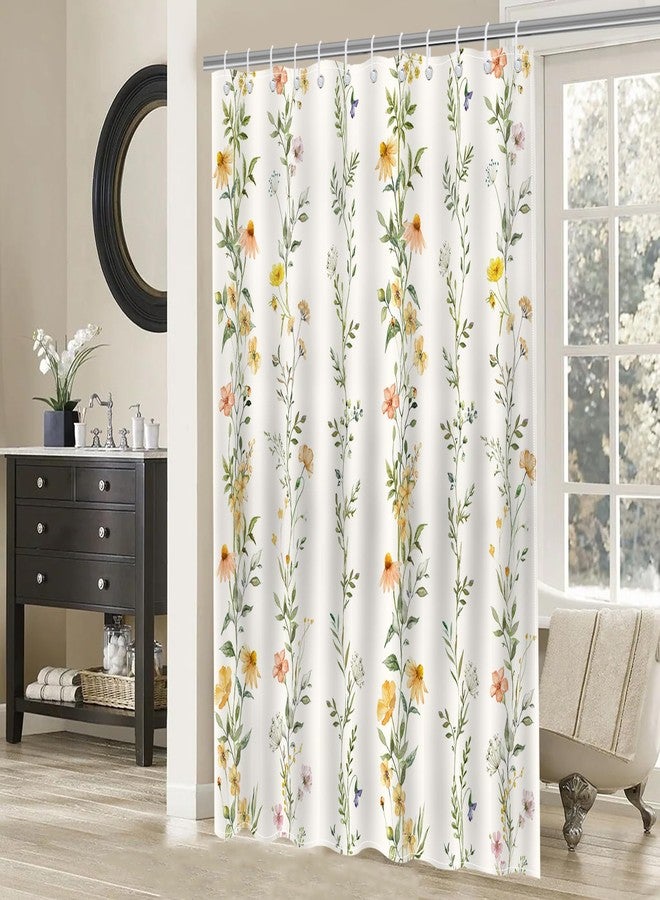 Mocsicka Boho Floral Shower Curtain Green Vines Bohemia Flower Bathroom Shower Curtain Floral Waterproof Fabric Shower Curtain Bathtub Decor with 12 Hooks 72 X 72 Inches - Image 3