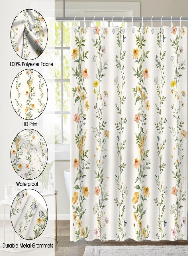 Mocsicka Boho Floral Shower Curtain Green Vines Bohemia Flower Bathroom Shower Curtain Floral Waterproof Fabric Shower Curtain Bathtub Decor with 12 Hooks 72 X 72 Inches - Image 5