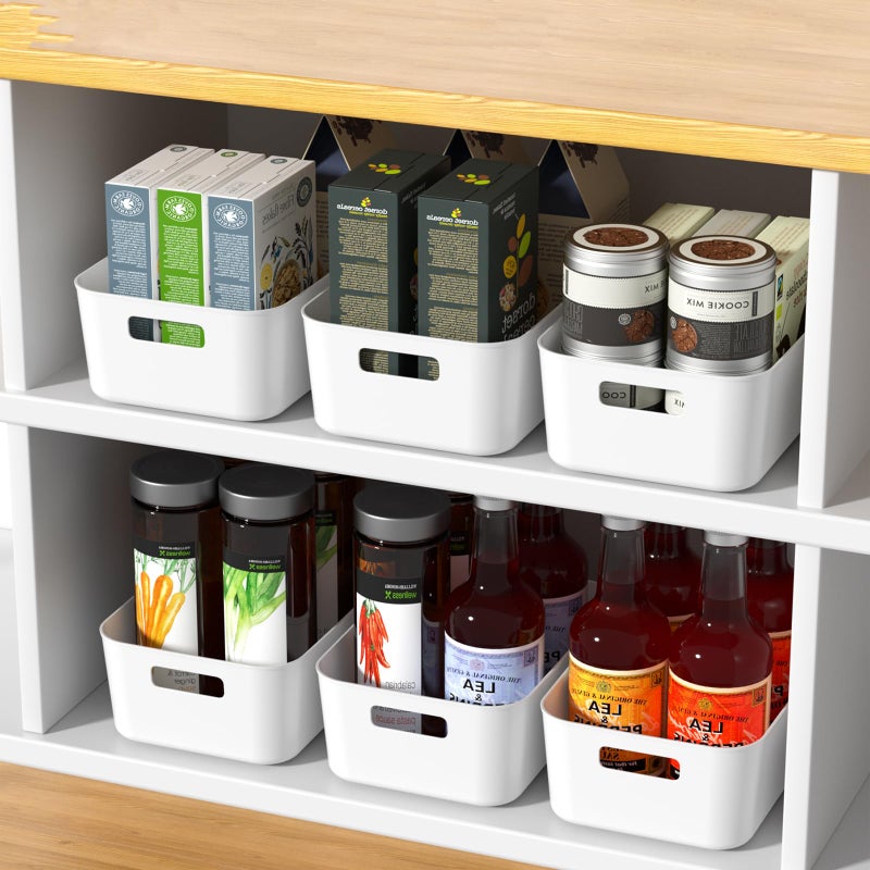 Udotry 12 Packs Plastic Pantry Organization Bins, White Small Open Storage Containers Bin - Image 2