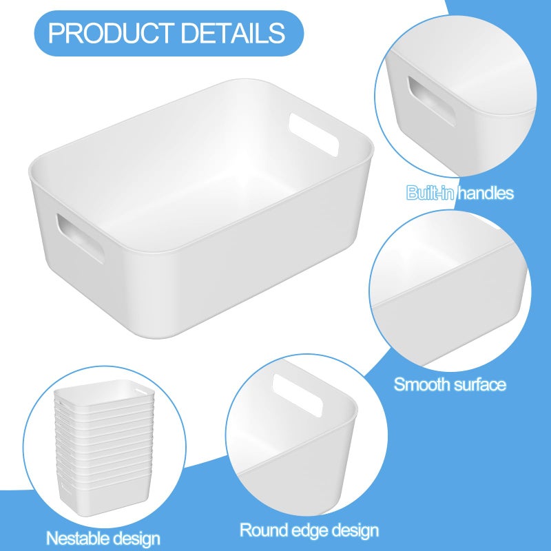 Udotry 12 Packs Plastic Pantry Organization Bins, White Small Open Storage Containers Bin - Image 3