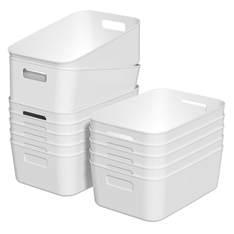 Udotry 12 Packs Plastic Pantry Organization Bins, White Small Open Storage Containers Bin - Image 1