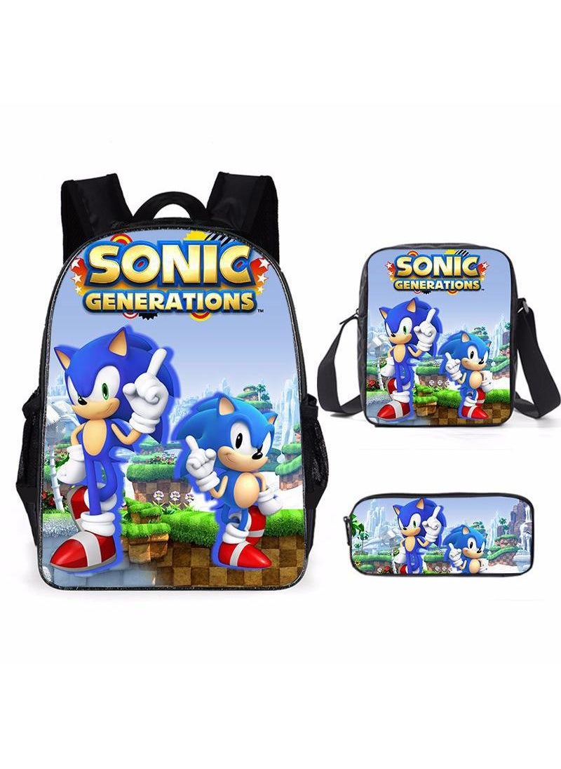 General - 3-Piece Cartoon SONIC 3D Print Backpack Set - Image 1