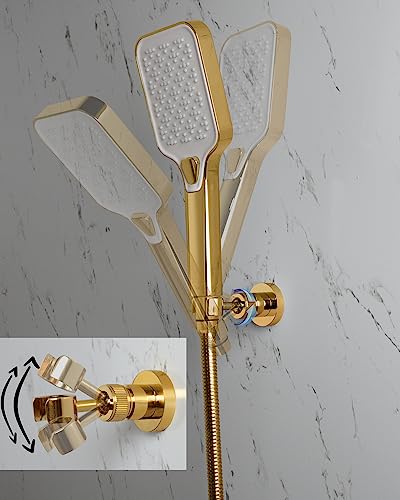 PHASAT Handheld Shower Head Holder Adjustable Solid Brass Handheld Shower Head Bracket Holder Wall Mount,Shower Wand Holder Gold,A13023G - Image 2