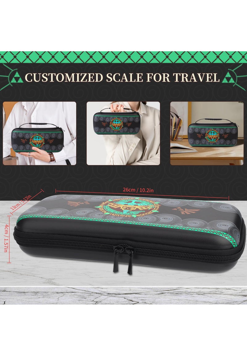 SYOSI Carrying Case for Nintendo Switch OLED of Zelda, Black Travel Case with Waterproof Protective Cover, Glass Screen Protector, 2 Thumb Caps (for Tears of The Kingdom) - Image 3
