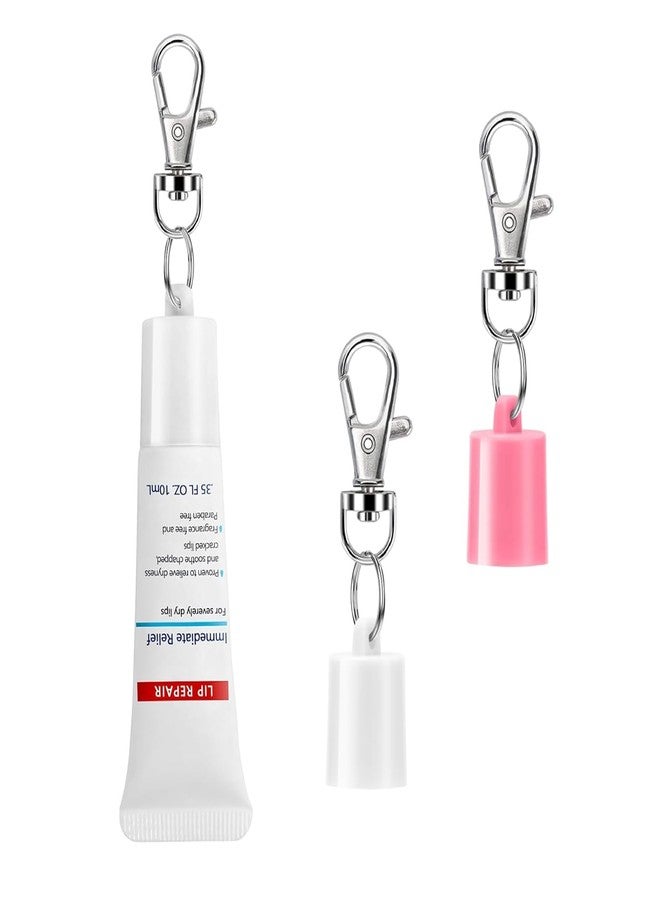 غطاء سلسلة مفاتيح Maoolmht متوافق مع مرطب شفاه Aquaphor 0.35 أونصة، غطاء سلسلة مفاتيح محمول متوافق مع أنابيب Aquaphor لإصلاح الشفاه (أبيض + وردي) - Image 1