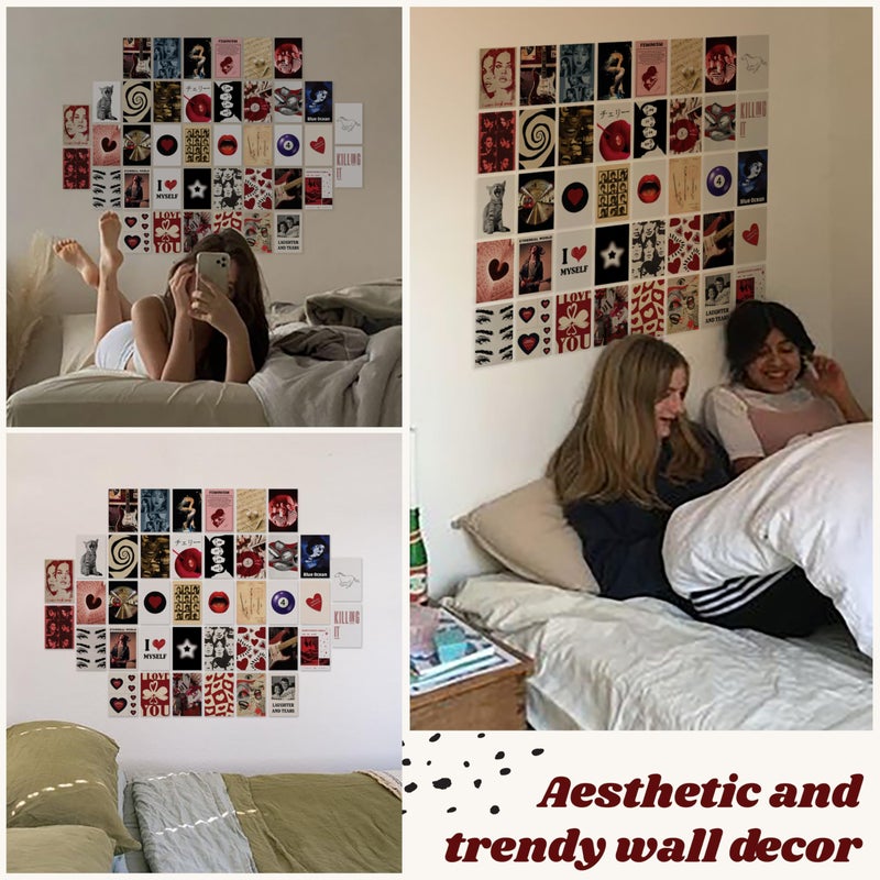 97 Decor Downtown Girl Room Decor Posters - 40 Pcs Downtown Girl Aesthetic Wall Collage Kit, Retro Y2k Room Decor, Dark Red Coquette Art Prints, Mini Posters for Teen Girls Dorm Bedroom (4x6) - Image 3