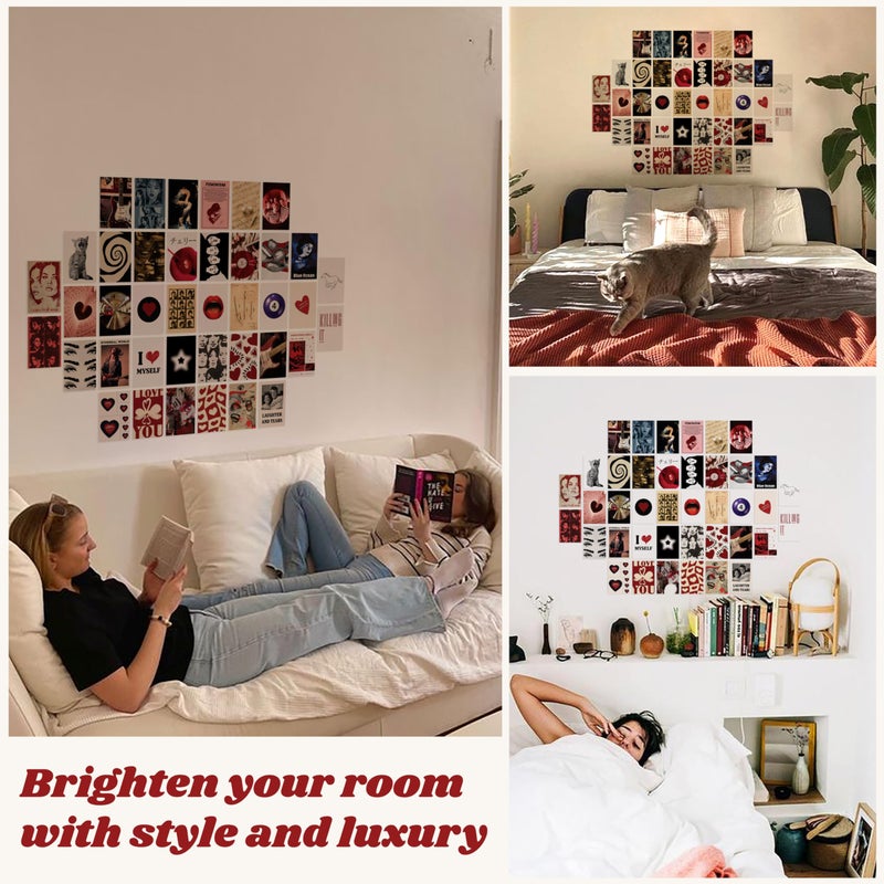 97 Decor Downtown Girl Room Decor Posters - 40 Pcs Downtown Girl Aesthetic Wall Collage Kit, Retro Y2k Room Decor, Dark Red Coquette Art Prints, Mini Posters for Teen Girls Dorm Bedroom (4x6) - Image 4