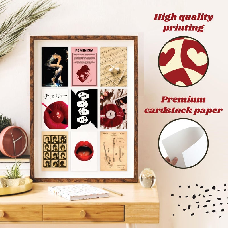 97 Decor Downtown Girl Room Decor Posters - 40 Pcs Downtown Girl Aesthetic Wall Collage Kit, Retro Y2k Room Decor, Dark Red Coquette Art Prints, Mini Posters for Teen Girls Dorm Bedroom (4x6) - Image 5