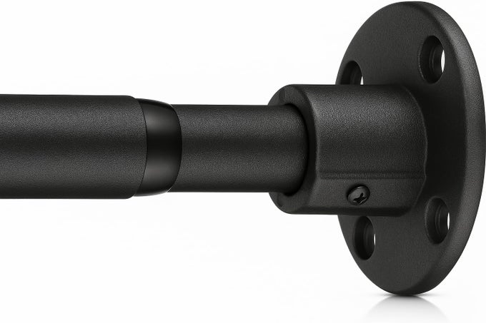 INDUSTRIAL CURTAIN RODS FOR WINDOWS 48 TO 84 90EXTRA LONG SHOWER ROD WALL MOUNTED FOR BATHROOMCLOSETROOM DIVIDEROUTDOOR PATIO ADJUSTABLE HEAVY DUTY SHOWER POLE BLACK