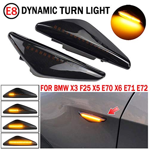 Kakulkomen Turn Signal Lamp Led Front Fender Side Marker Light Compatible with BMW X3 X5 X6 F25 20112017 E70 20072013 not for X5M E71 E72 20082014 Black - Image 3