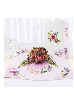 Excefore 3D Pop Up Greeting Cards with Envelope, Rose Flower 3D Greeting Card, Paper Love Flower Bouquet Pop Up Card, Suitable for Birthday, Anniversary, Valentines Day, Mother's Day, Any Occasion  - Image 3
