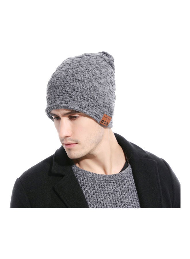 NIBEMINENT Bluetooth Knitted Hat With Mic One Size Grey  - Image 3