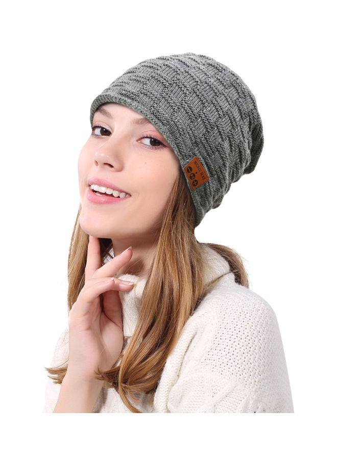 NIBEMINENT Bluetooth Knitted Hat With Mic One Size Grey  - Image 5