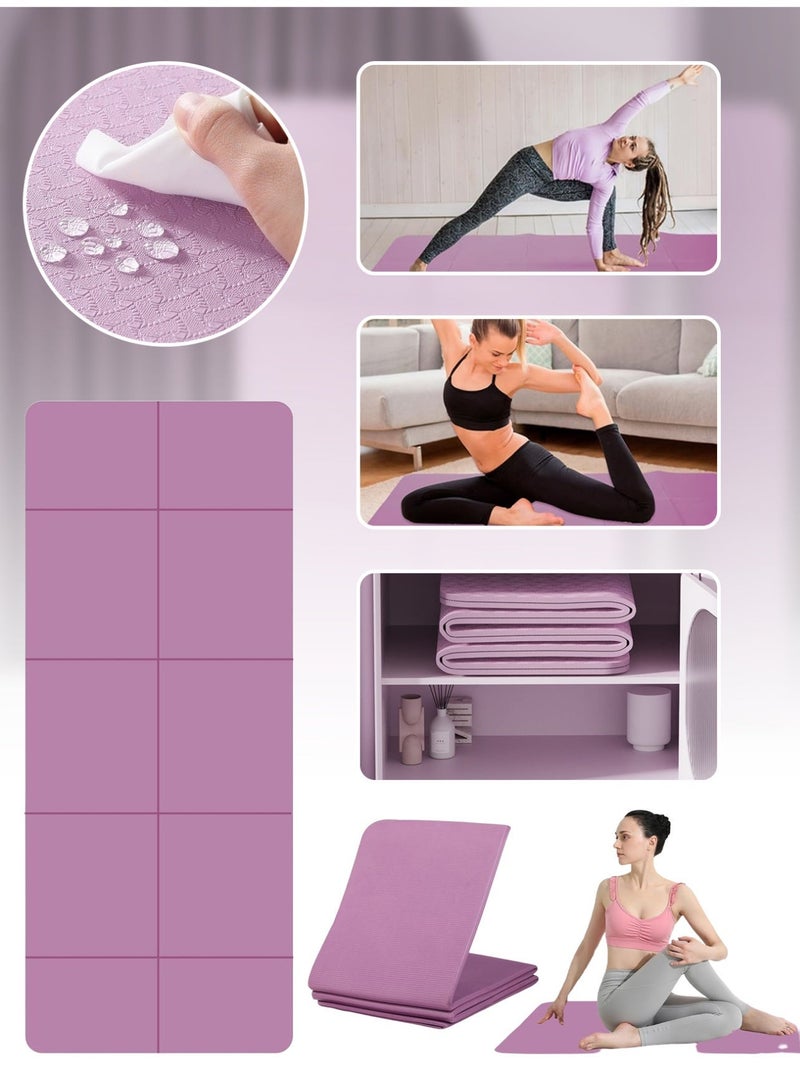 سجادة يوجا محمولة | سجادة يوجا مطوية من الإسفنج عالي الكثافة | سجادة يوجا مانعة للانزلاق | بساط غداء صديق للبيئة من مادة TPE | مناسبة لليوجا، البيلاتس، واللياقة البدنية أثناء السفر. - Image 1